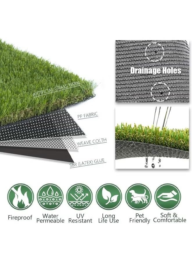 TELANPU Realistic Artificial Grass Rug Indoor Outdoor Artificial Grass Turf Dog Grass Mat with Drainage Holes Fake Grass for Garden Lawn Landscape Balcony Decoration - Image 2
